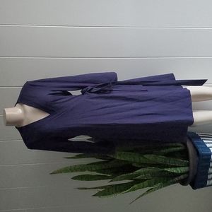 Windy Williams Women's Wrap Dress Navy Blue Longsleeve Size Medium